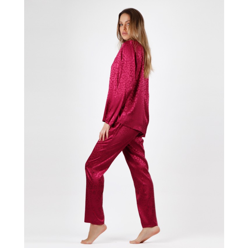 Pigiama donna chic elegante raso aperto Admas 56173 ciliegia
