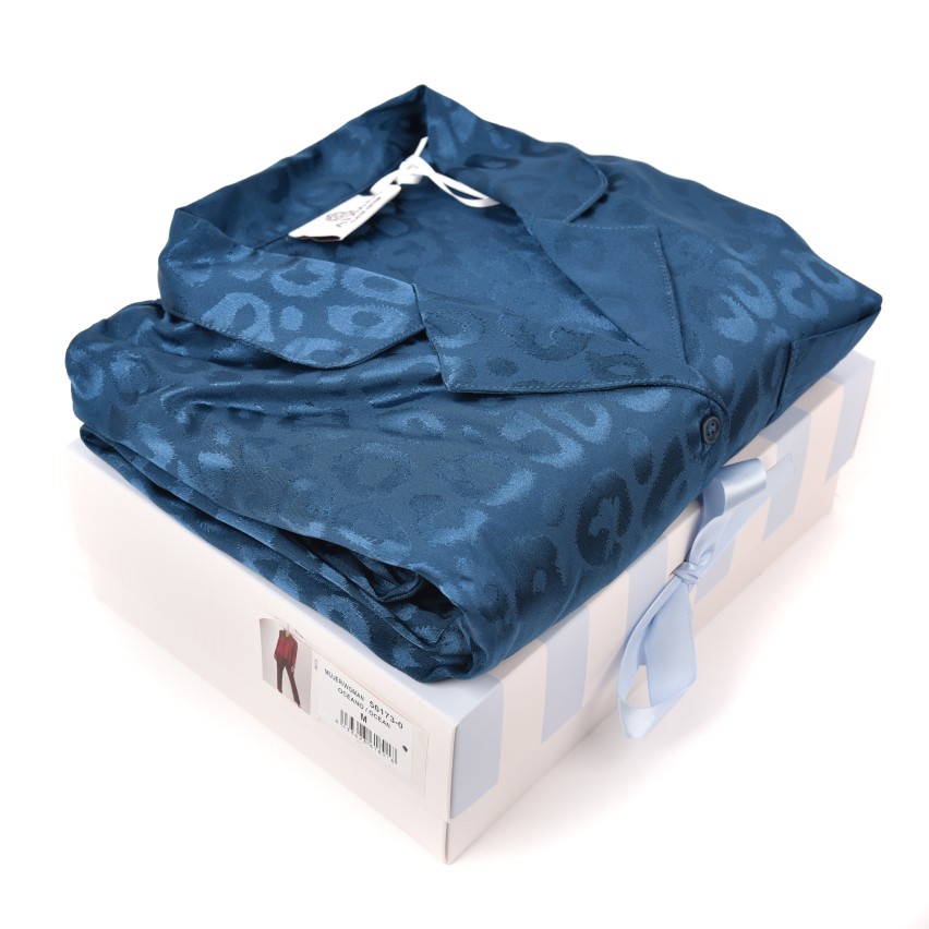 Pigiama donna chic elegante raso aperto Admas 56173 oceano