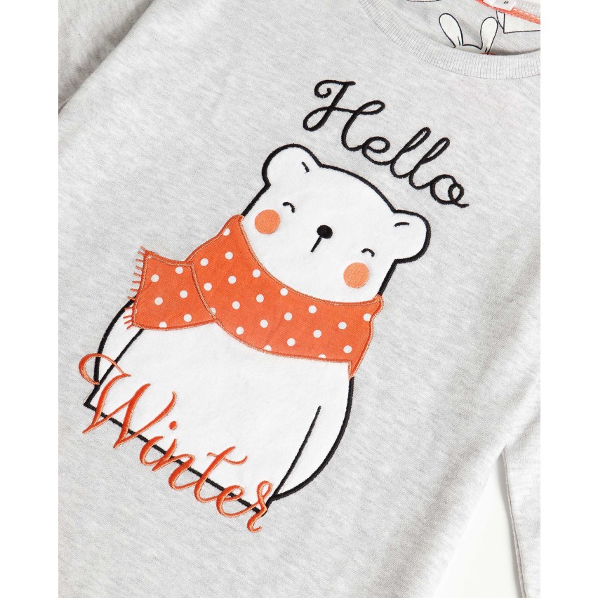 Pigiama bambina invernale orsacchiotto 56206 grigio Admas caldo cotone