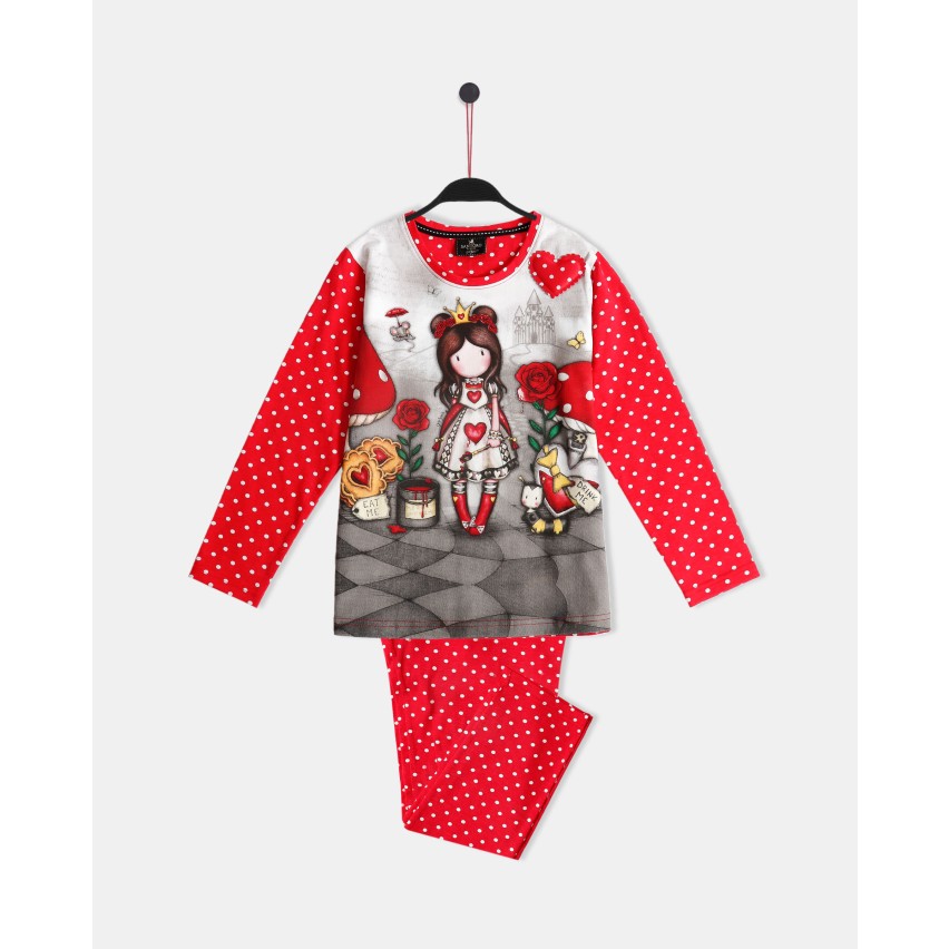 Pigiama bambina invernale Santoro Gorjuss 56619 caldo cotone pois