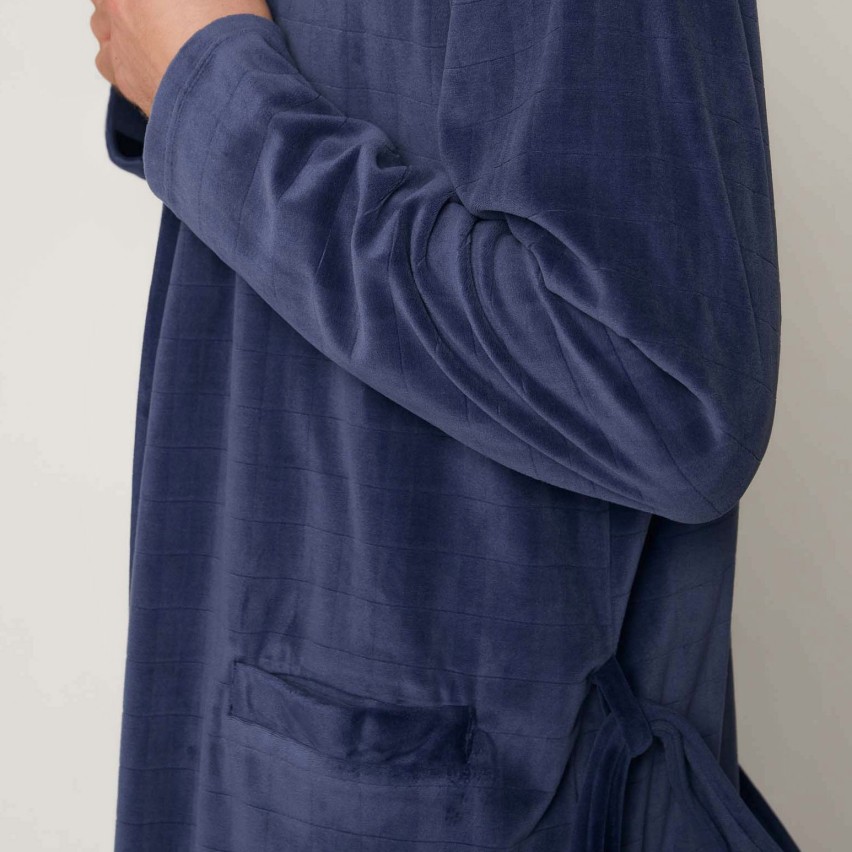 Vestaglia da camera uomo Admas 57431 aperta pile coral blu