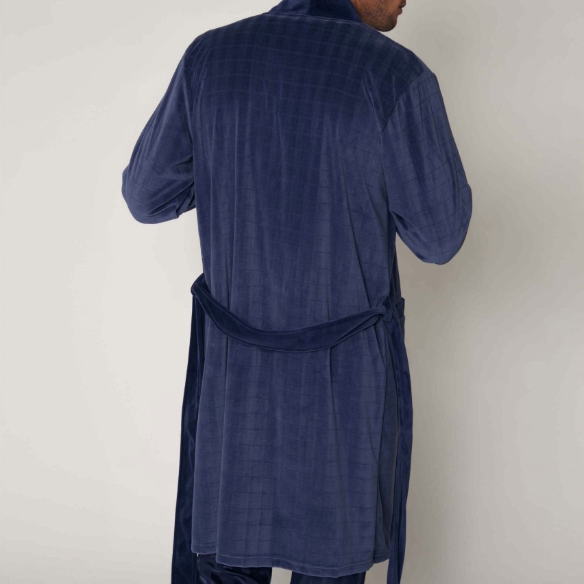 Vestaglia da camera uomo Admas 57431 aperta pile coral blu