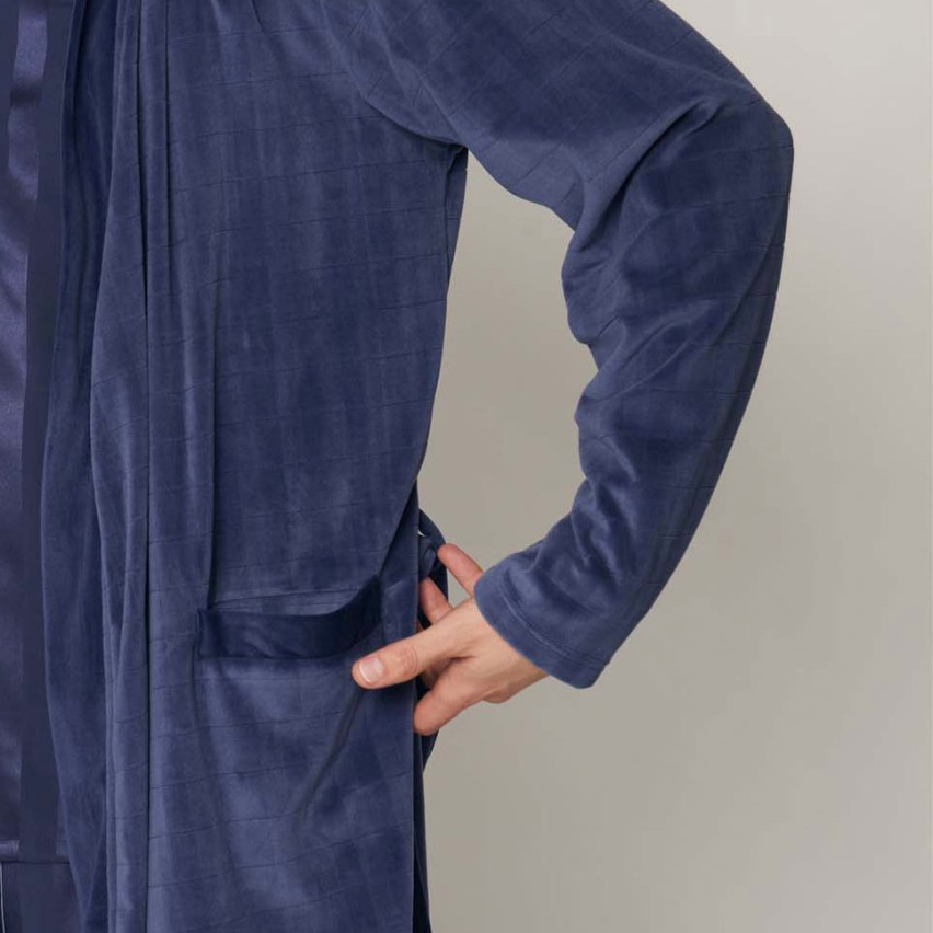 Vestaglia da camera uomo Admas 57431 aperta pile coral blu