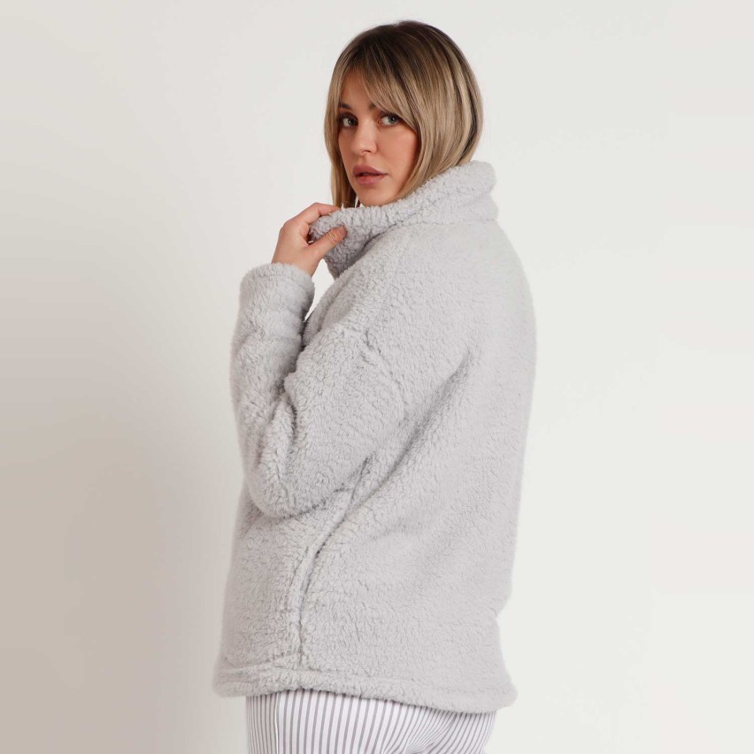 Giacca da camera corta in coral sherpa con zip Admas 57541