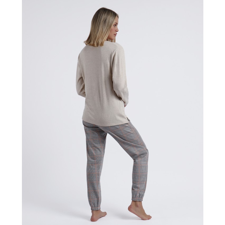 Pigiama donna cagnolino pied de poule Admas 60094 beige