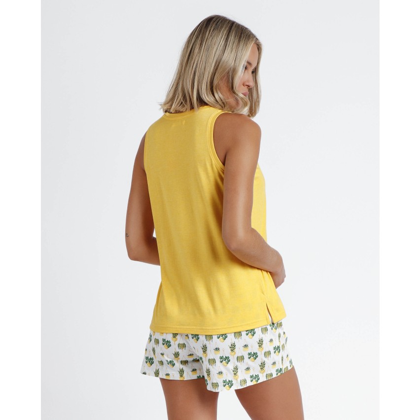 Pigiama donna estivo corto Admas 60166 cotone giallo