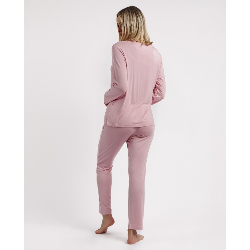 Pigiama donna scollo a V rosa petalo raffinato Admas 60241