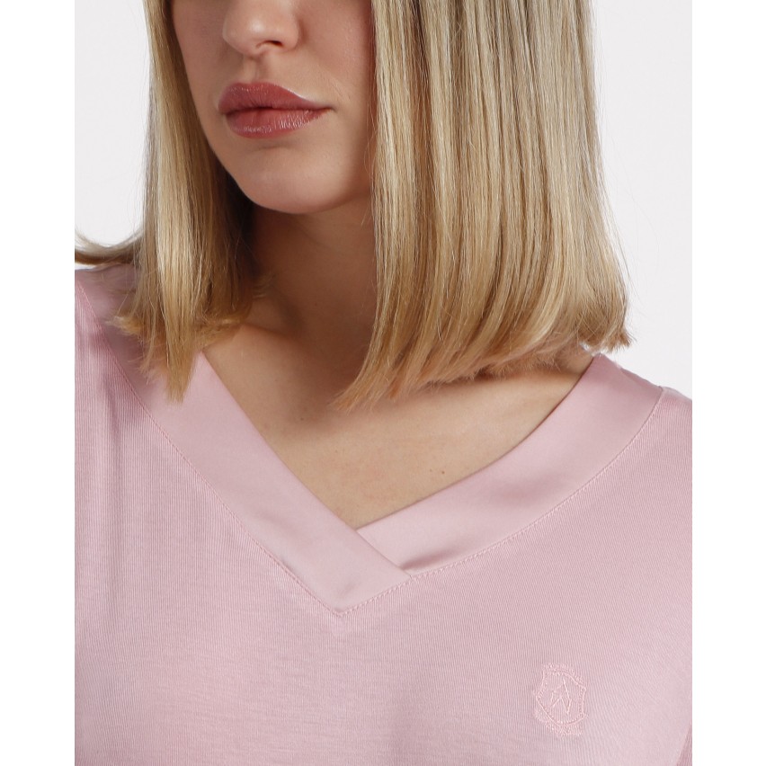 Pigiama donna scollo a V rosa petalo raffinato Admas 60241