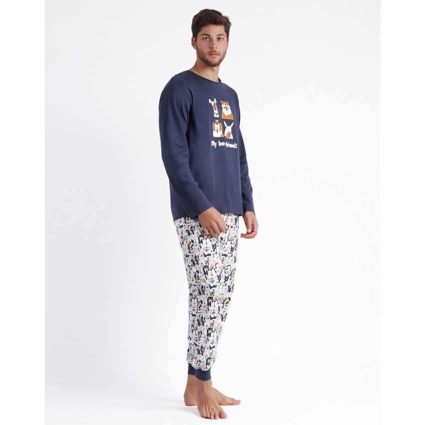 Pigiama uomo cagnolini in caldo cotone Admas 60300 blu