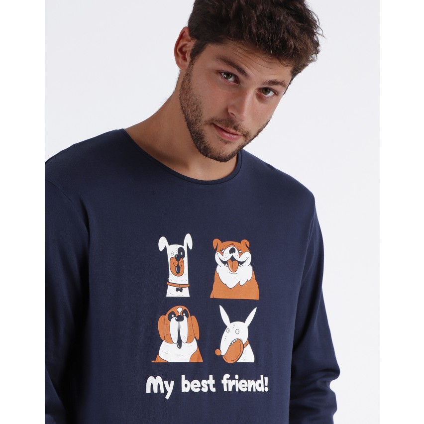 Pigiama uomo cagnolini in caldo cotone Admas 60300 blu