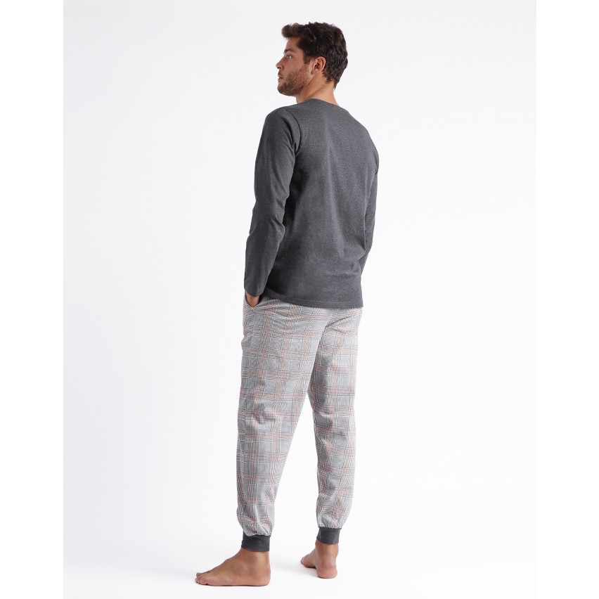 Pigiama uomo caldo cotone pied de poule Admas 60312 grigio