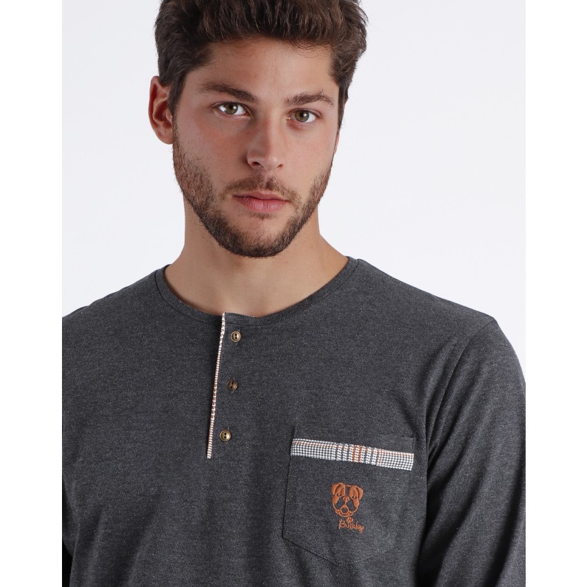 Pigiama uomo caldo cotone pied de poule Admas 60312 grigio