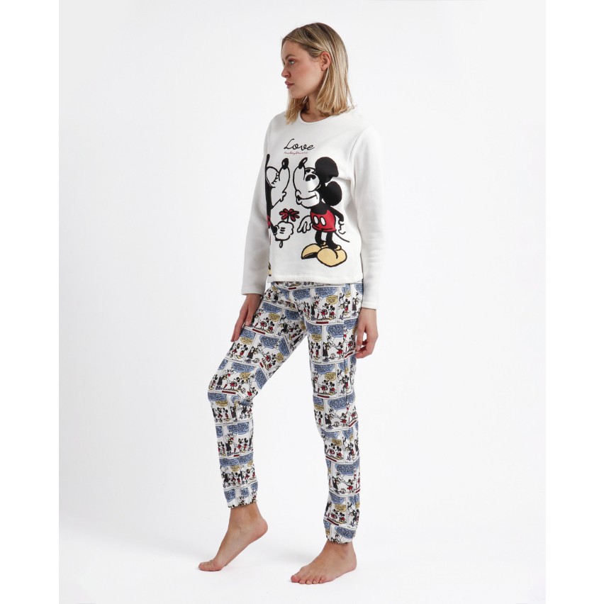 Pigiama donna Disney 60557 cotone felpato Minnie topolino