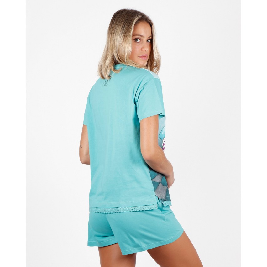 Pigiama donna Santoro Gorjuss 60781 cotone 100% cotone turchese