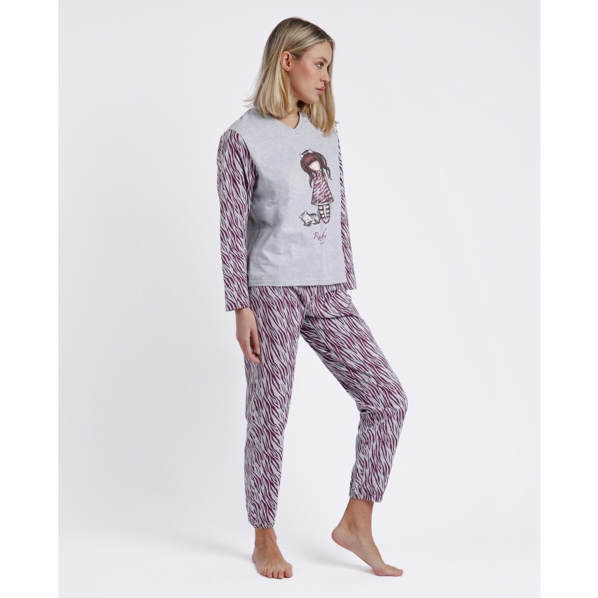 Pigiama donna Santoro Gorjuss 60791 caldo cotone grigio