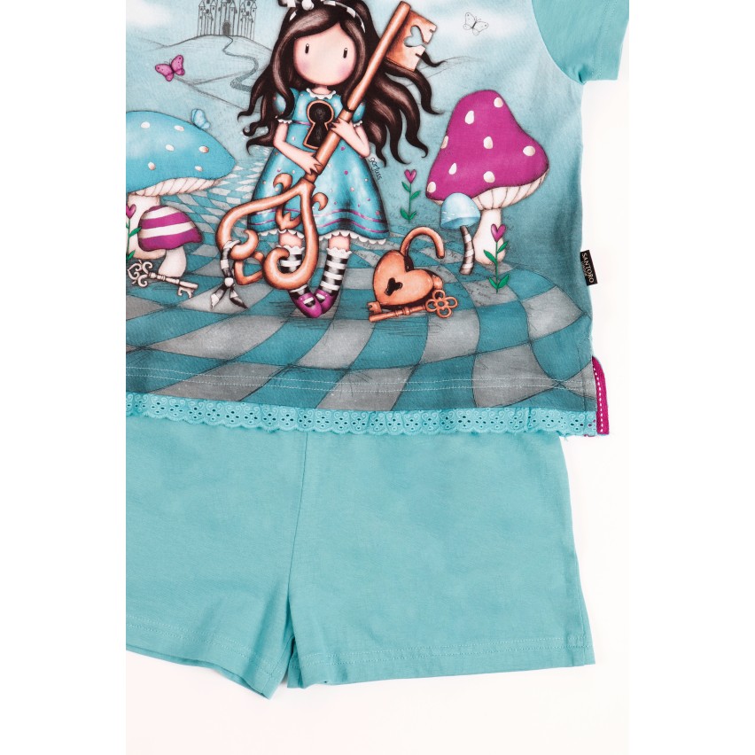 Pigiama bambina Santoro Gorjuss 60831 cotone cotone turchese