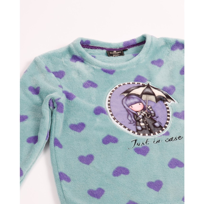 Pigiama bambina Santoro Gorjuss 60845 caldo pile cuori