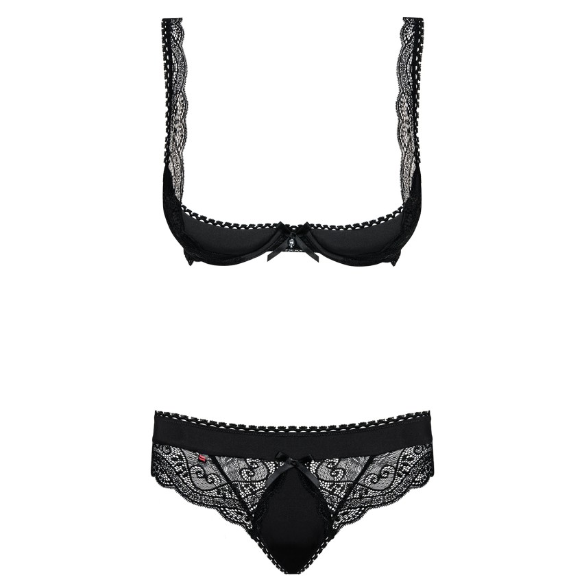 Sexy set Obsessive Miamor seno scoperto + mutandine nero 2 pz