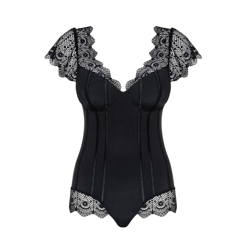 Sexy body con manica Obsessive Moketta Teddy nero 