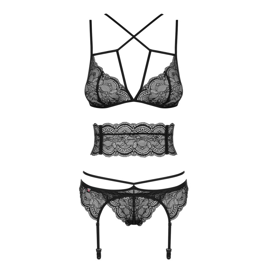 Sexy set Obsessive Frivolla reggiseno perizoma reggicalze cintura 4 pz.