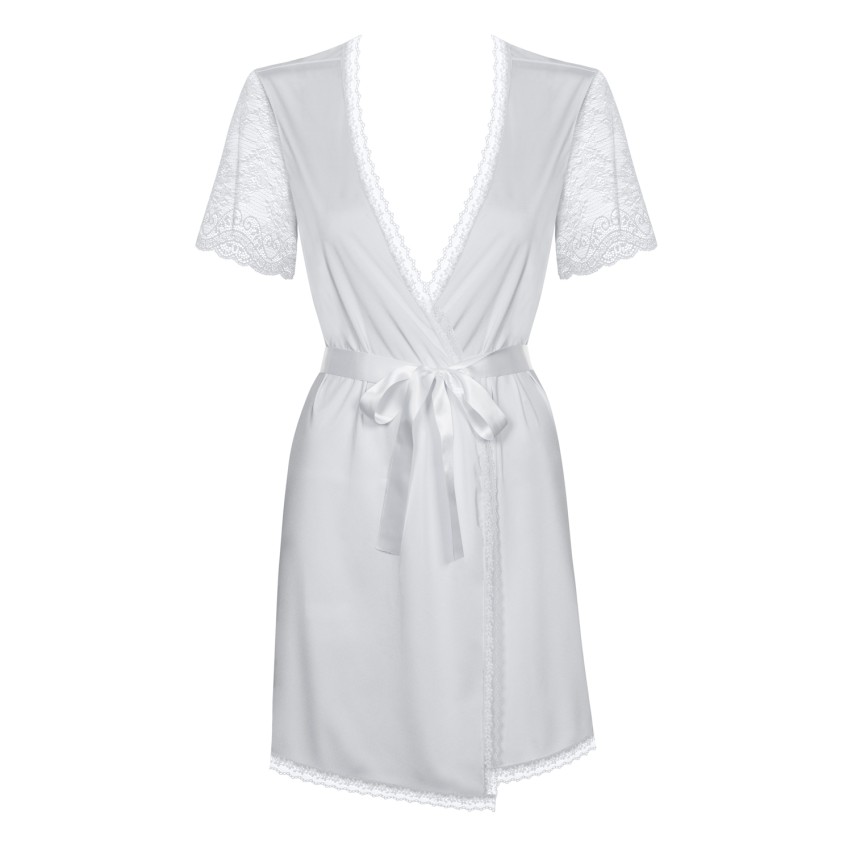 Sensuale vestaglia bianca sposa Obsessive Miamor Robe + perizoma bianco sposa 2 pezzi