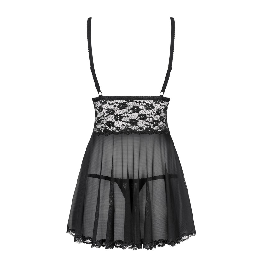 Sexy babydoll + perizoma Obsessive Letica babydoll e thong nero
