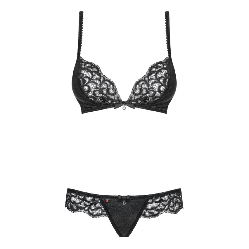 Sexy completino reggiseno e brasiliana Obsessive Laluna set  2 pz nero
