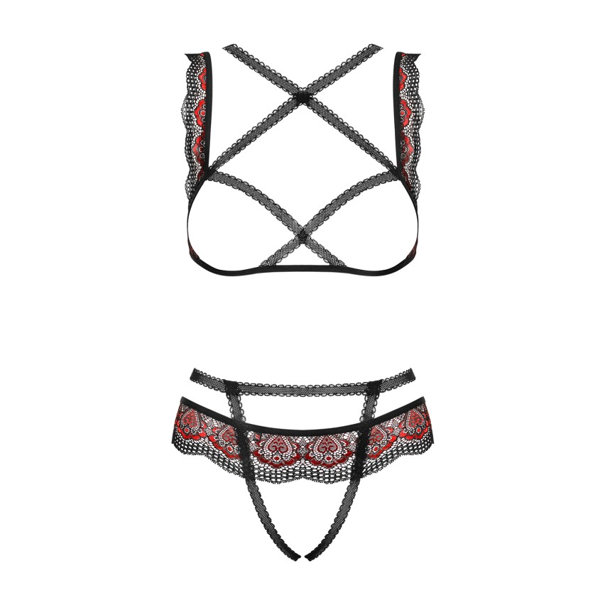 Sexy set Obsessive Megies seno scoperto + perizoma cavallo aperto 2 pz.