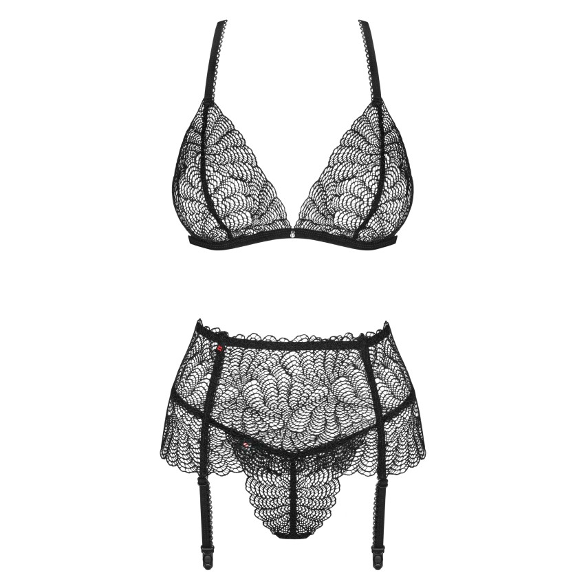 Sexy set reggiseno reggicalze perizoma Obsessive Chiccanta set nero