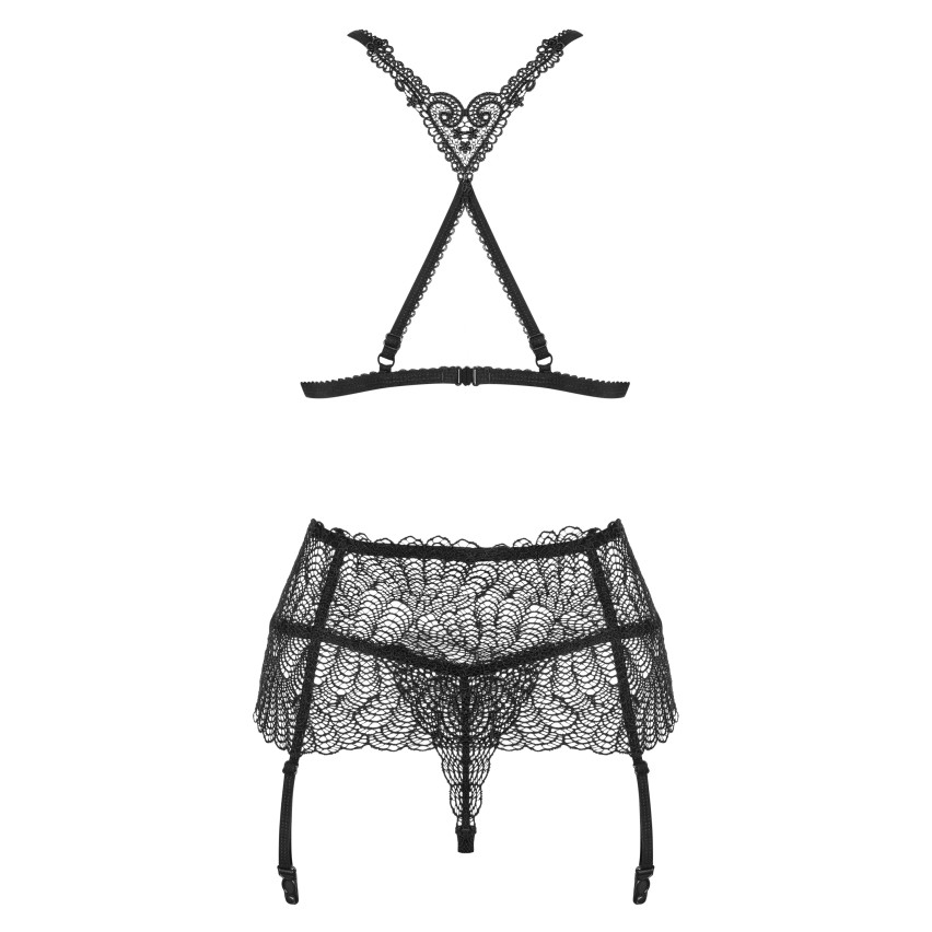 Sexy set reggiseno reggicalze perizoma Obsessive Chiccanta set nero