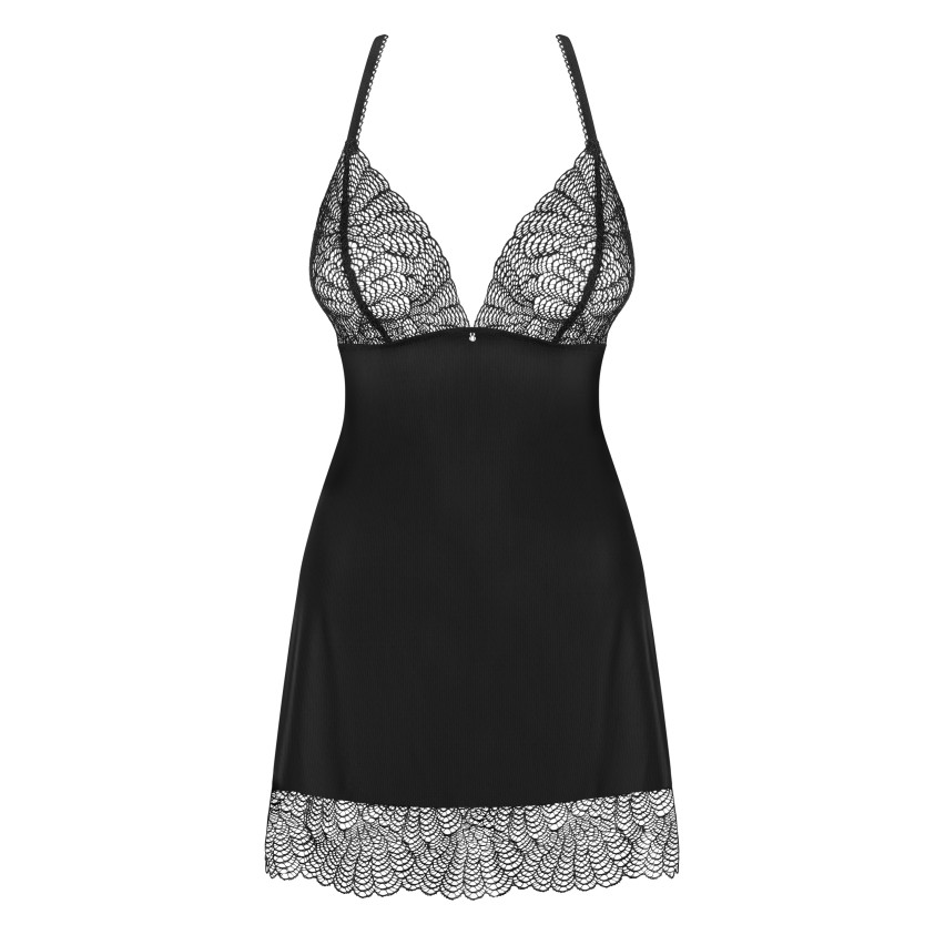 Sexy sottoveste + perizoma Obsessive Chiccanta chemise e thong nero