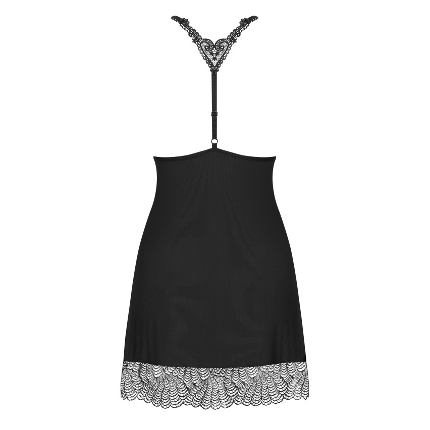 Sexy sottoveste + perizoma Obsessive Chiccanta chemise e thong nero