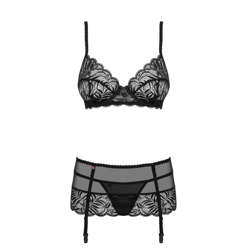 Sexy set reggiseno reggicalze perizoma Obsessive Contica set in pizzo