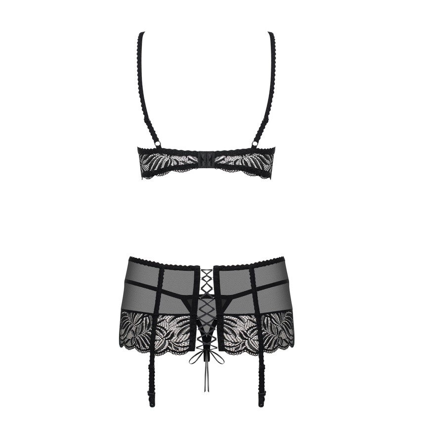 Sexy set reggiseno reggicalze perizoma Obsessive Contica set in pizzo