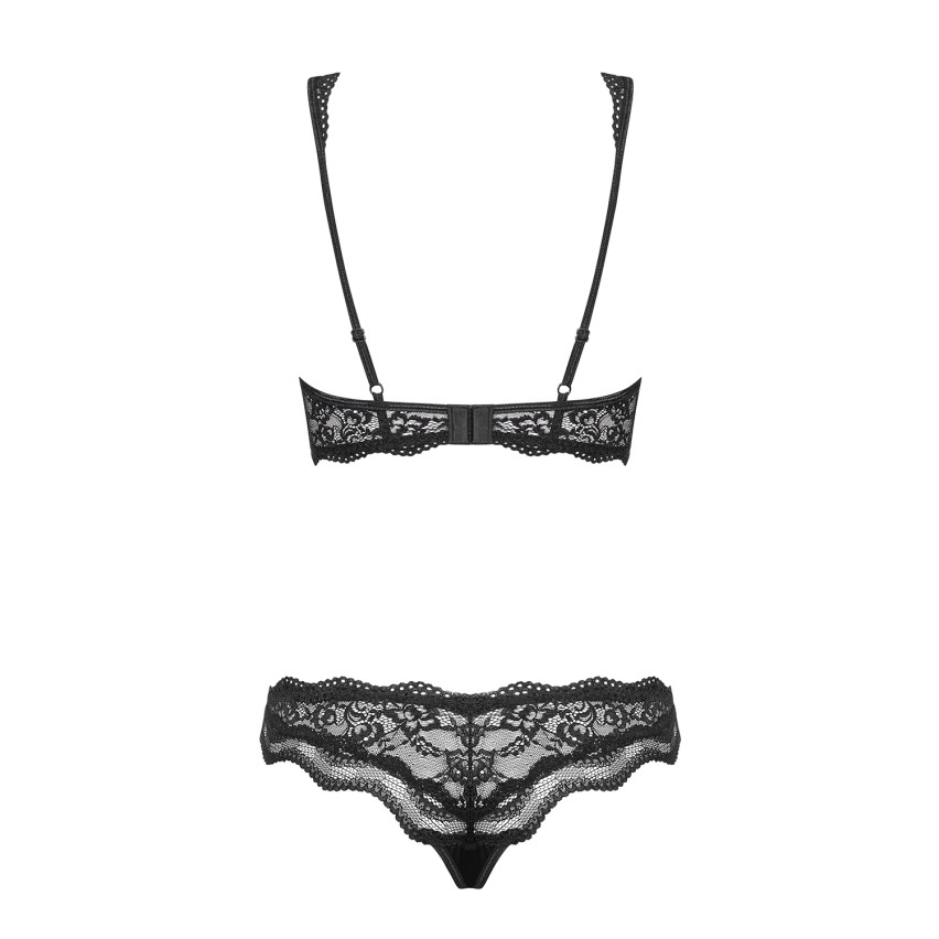 Completino intimo sexy perizoma + reggiseno Obsessive Luvae sexy pizzo nero 2 pz.