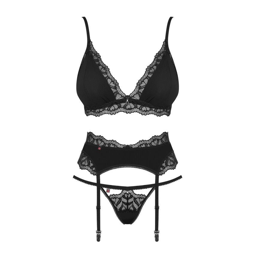 Sexy set Obsessive Arisha 3-pcs-set reggiseno reggicalze perizoma 3 pz. 