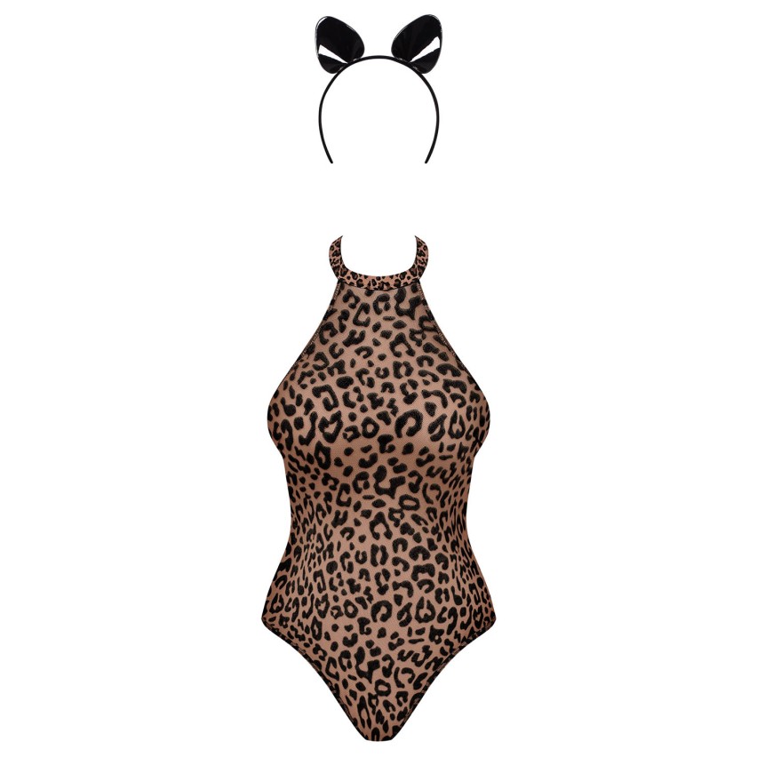 Sexy costume body a perizoma + cerchietto Obsessive Leocatia leopardato