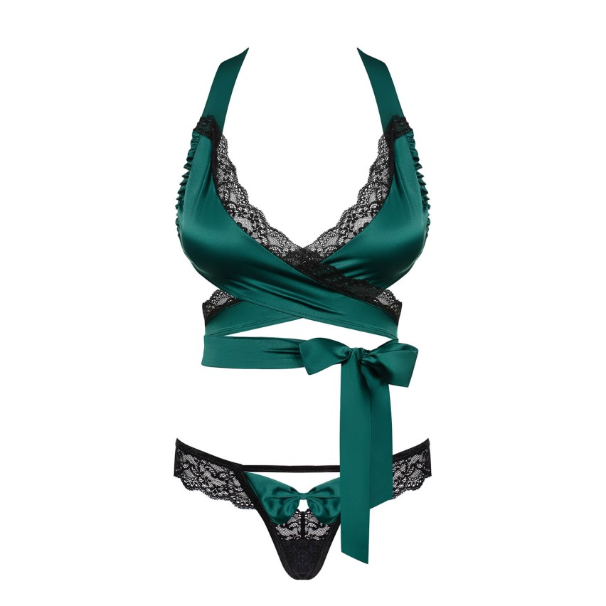 Sexy set top + perizoma Obsessive Sensuelia top e thong verde 2 pz.