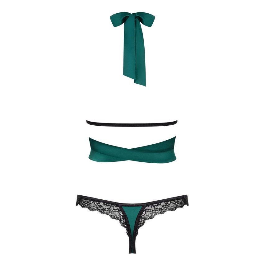 Sexy set top + perizoma Obsessive Sensuelia top e thong verde 2 pz.