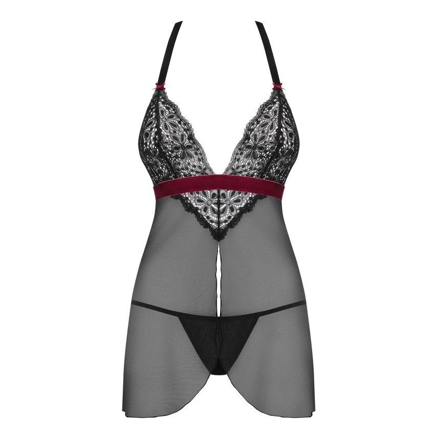Sexy babydoll + perizoma Obsessive Rossita nero 2 pz.