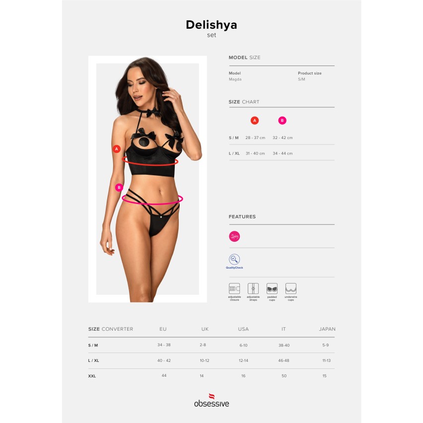 Sexy mezzo corsetto + perizoma Obsessive Delishya set 2 pz.