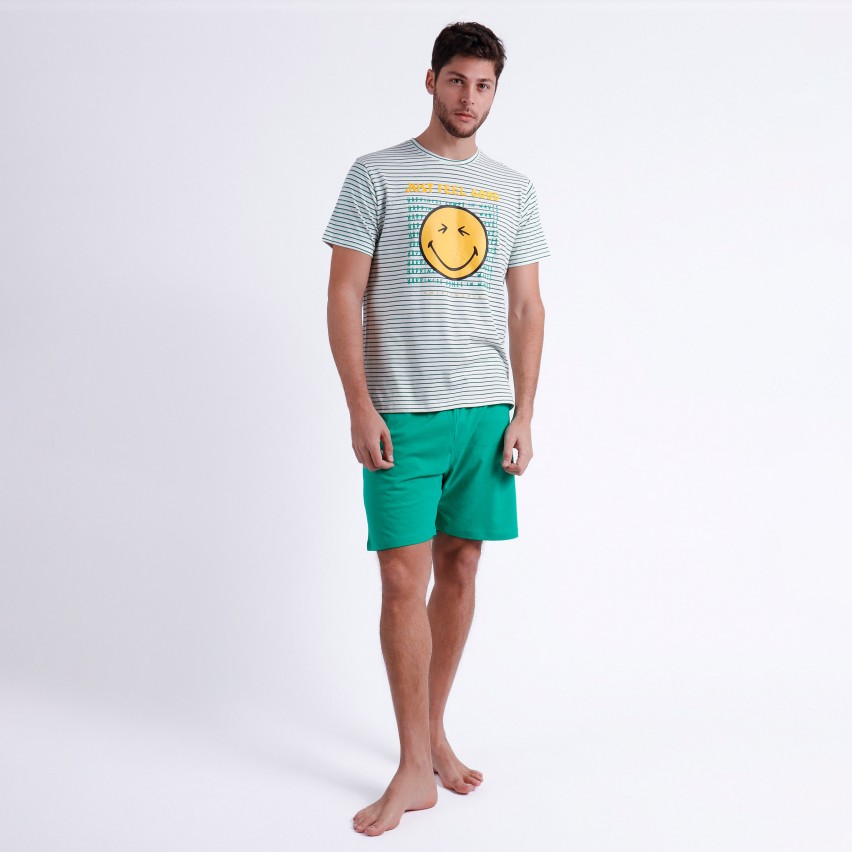 Pigiama uomo estivo Smiley 60999 rigato 100% cotone