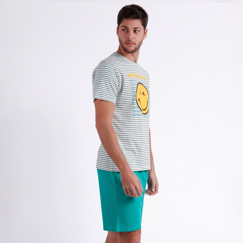 Pigiama uomo estivo Smiley 60999 rigato 100% cotone