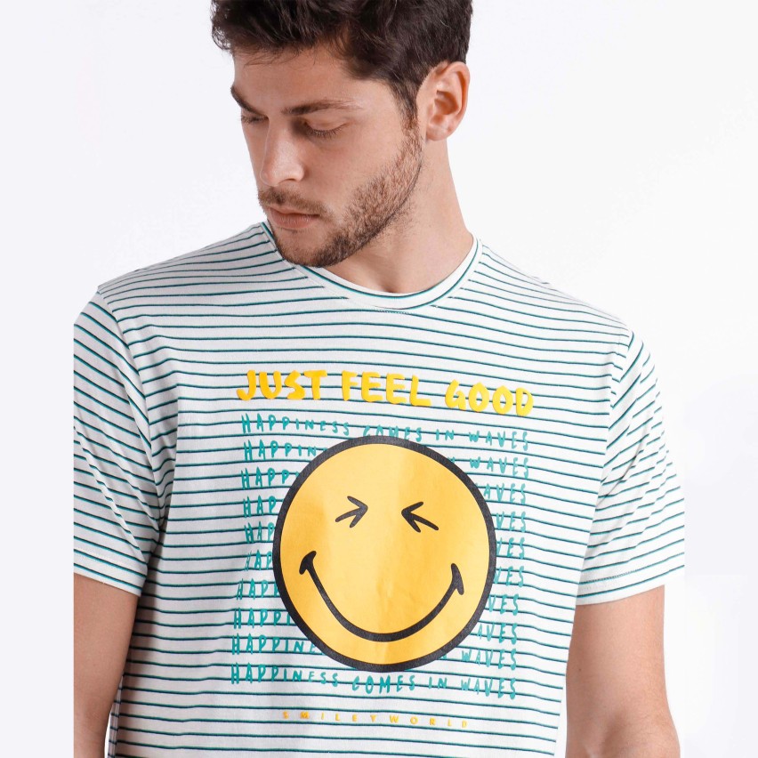 Pigiama uomo estivo Smiley 60999 rigato 100% cotone