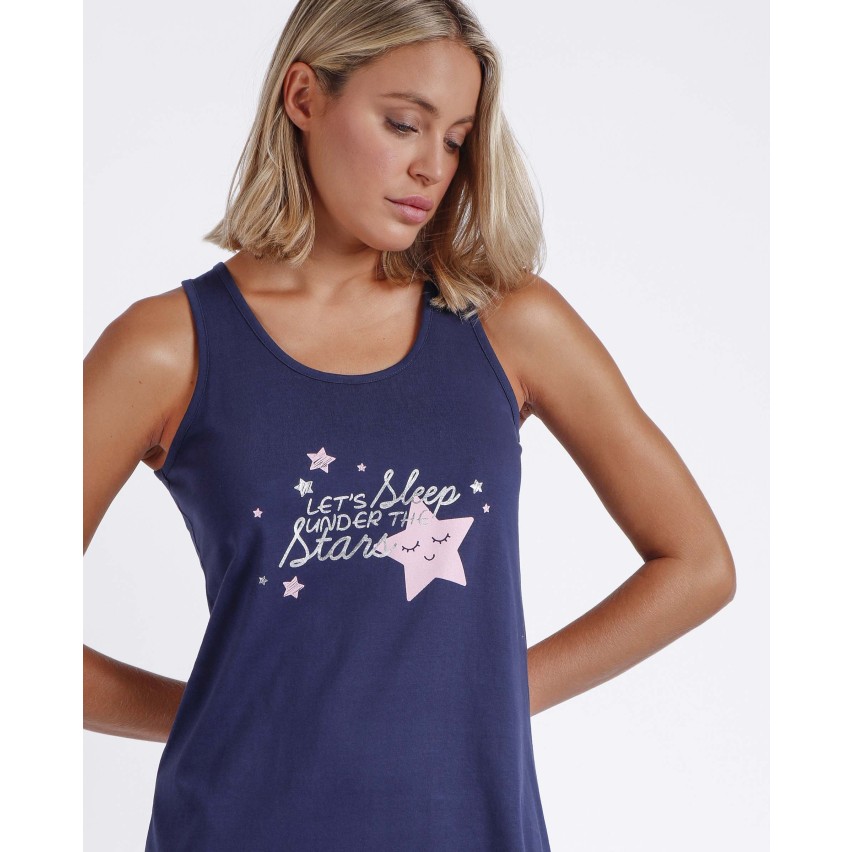 Camicia da notte donna Admas 61100 blu cotone