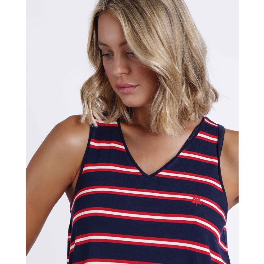 Abitino donna estivo Admas 61116 rigato blu rosso