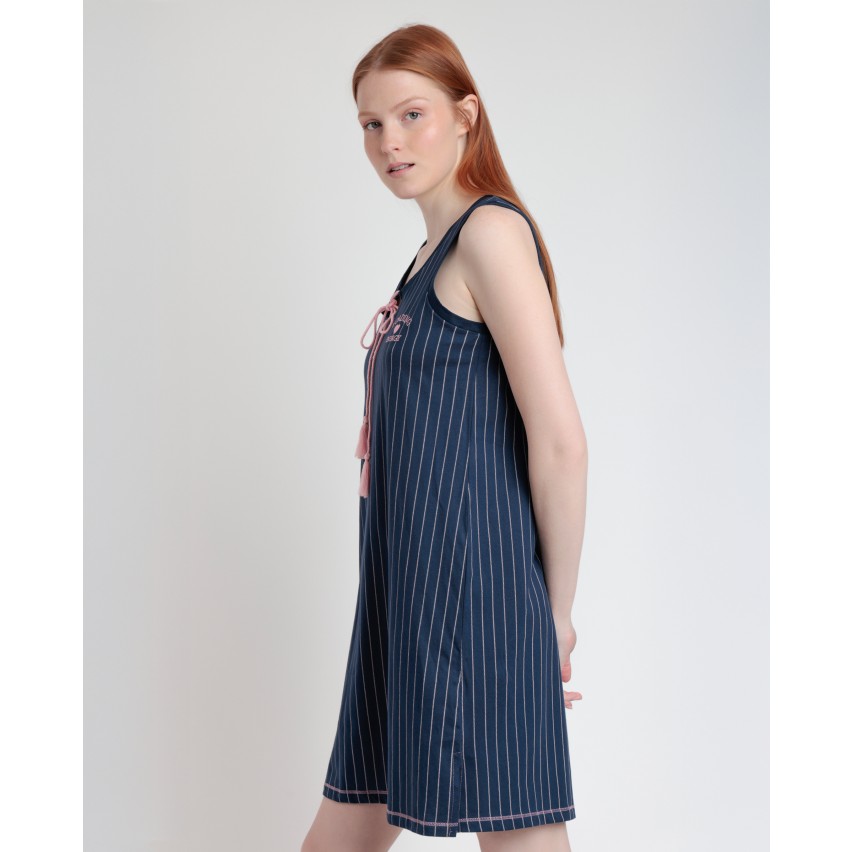 Camicia da Notte Donna fantasia gessata 100% cotone Admas 61410