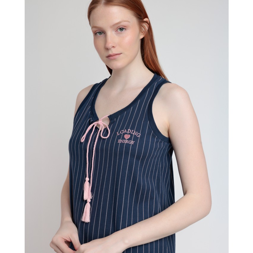 Camicia da Notte Donna fantasia gessata 100% cotone Admas 61410