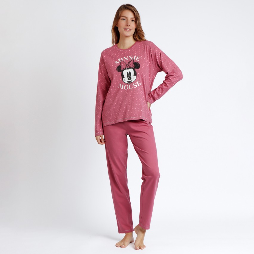 Pigiama donna Disney Minnie 62307 100% cotone pois