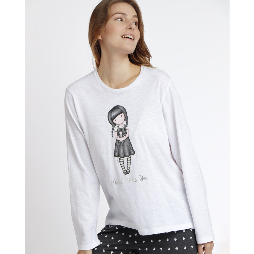 Pigiama donna lungo cotone Mercoledì Addams Santoro 62378